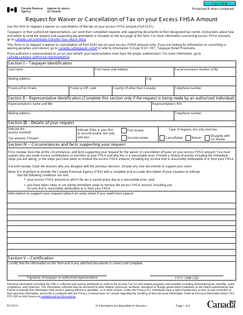 Form RC729 - Fill Out, Sign Online and Download Fillable PDF, Canada ...