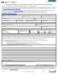 Form RC729 Request for Waiver or Cancellation of Tax on Your Excess Fhsa Amount - Canada