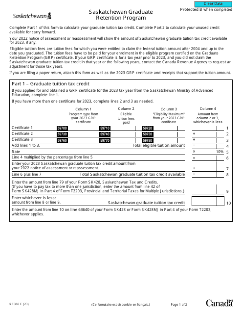 Form RC360 2023 Printable Pdf