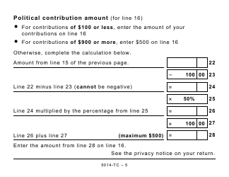 Form 5014-TC (NU479) Nunavut Credits - Large Print - Canada, Page 5