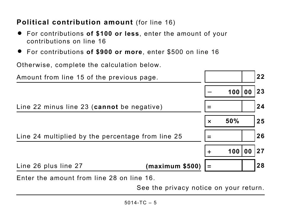 Form 5014-TC (NU479) Nunavut Credits - Large Print - Canada, Page 5