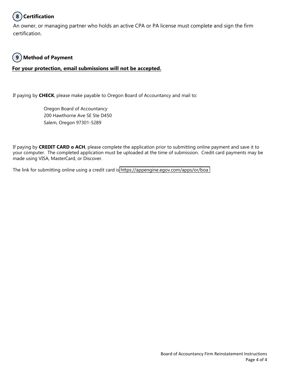 Firm Reinstatement - Oregon, Page 4