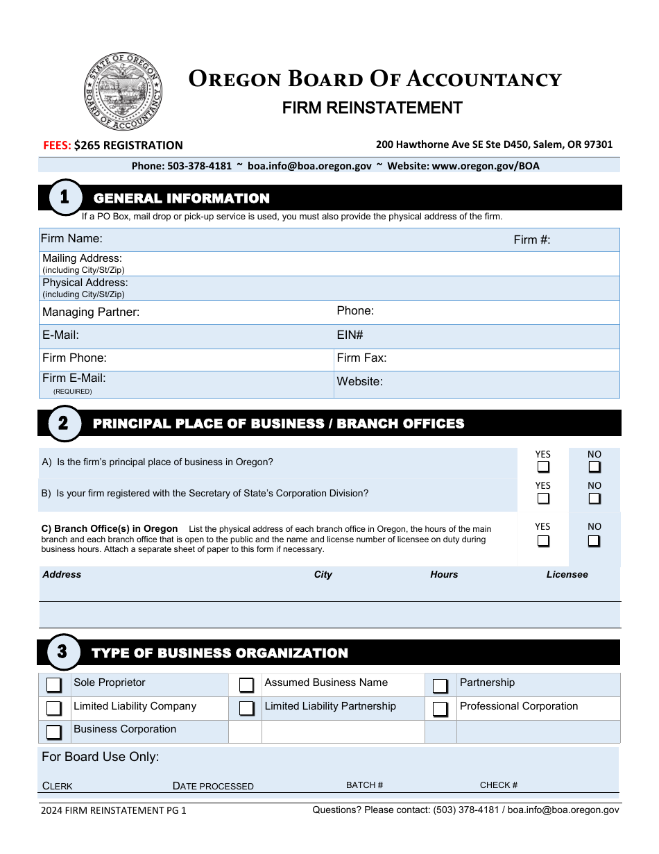 Firm Reinstatement - Oregon, Page 5