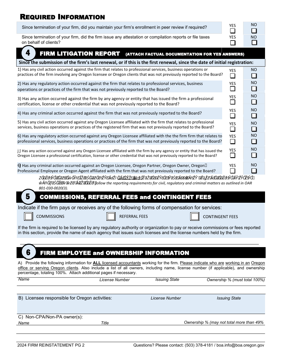 Firm Reinstatement - Oregon, Page 6
