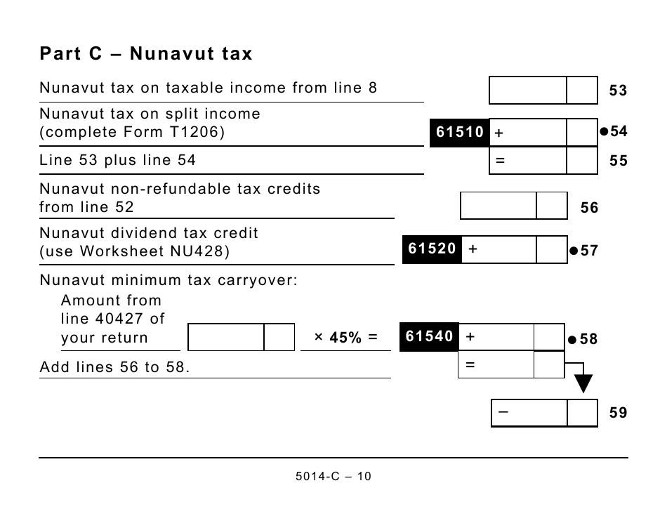 Form 5014-C (NU428) Nunavut Tax - Large Print - Canada, Page 10
