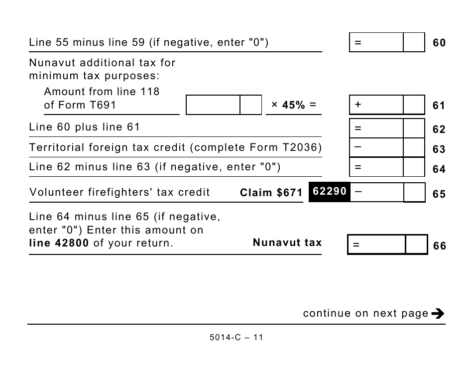Form 5014-C (NU428) Nunavut Tax - Large Print - Canada, Page 11