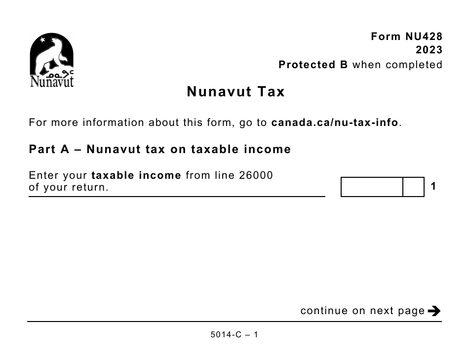 Form 5014-C (NU428) Nunavut Tax - Large Print - Canada, Page 1