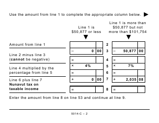 Form 5014-C (NU428) Nunavut Tax - Large Print - Canada, Page 2