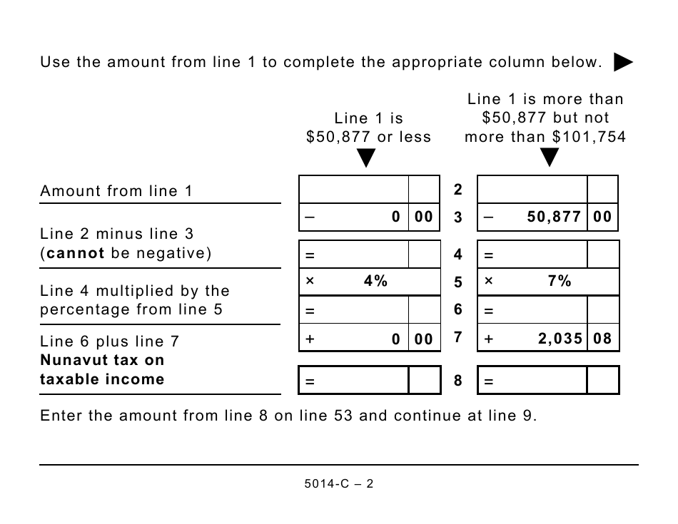 Form 5014-C (NU428) Nunavut Tax - Large Print - Canada, Page 2