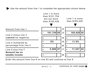 Form 5014-C (NU428) Nunavut Tax - Large Print - Canada, Page 3