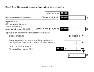 Form 5014-C (NU428) Nunavut Tax - Large Print - Canada, Page 4