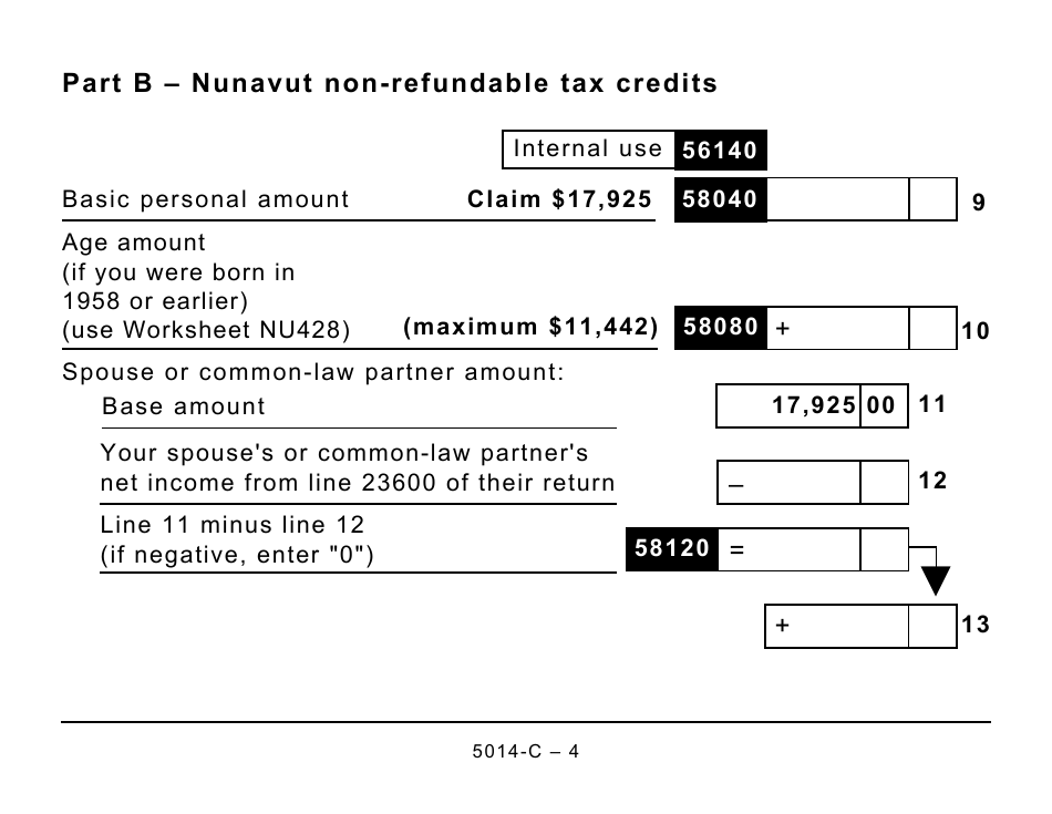 Form 5014-C (NU428) Nunavut Tax - Large Print - Canada, Page 4