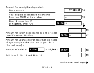 Form 5014-C (NU428) Nunavut Tax - Large Print - Canada, Page 5