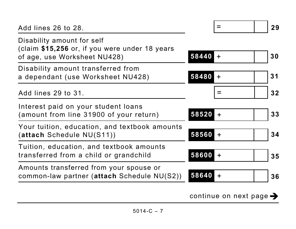 Form 5014-C (NU428) Nunavut Tax - Large Print - Canada, Page 7
