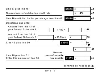 Form 5014-C (NU428) Nunavut Tax - Large Print - Canada, Page 9