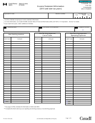 Form T2 Schedule 125 Income Statement Information (2010 and Later Tax Years) - Canada