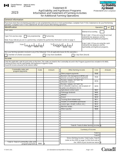 Form T1164 2023 Printable Pdf