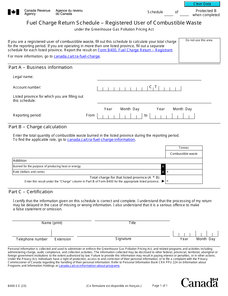Form B4005 Download Fillable PDF or Fill Online Fuel Charge Return