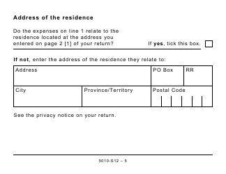 Form 5010-S12 Schedule BC(S12) British Columbia Home Renovation Tax Credit for Seniors and Persons With Disabilities - Large Print - Canada, Page 5