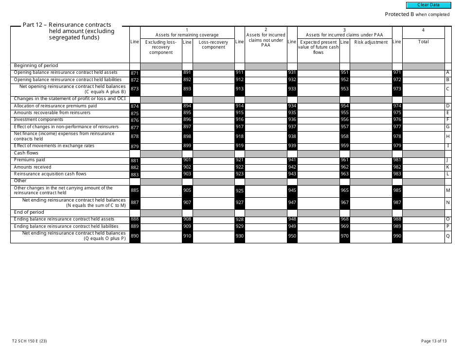 Form T2 Schedule 150 Net Income (Loss) for Income Tax Purposes for Insurance Companies (2023 and Later Tax Years) - Canada, Page 13