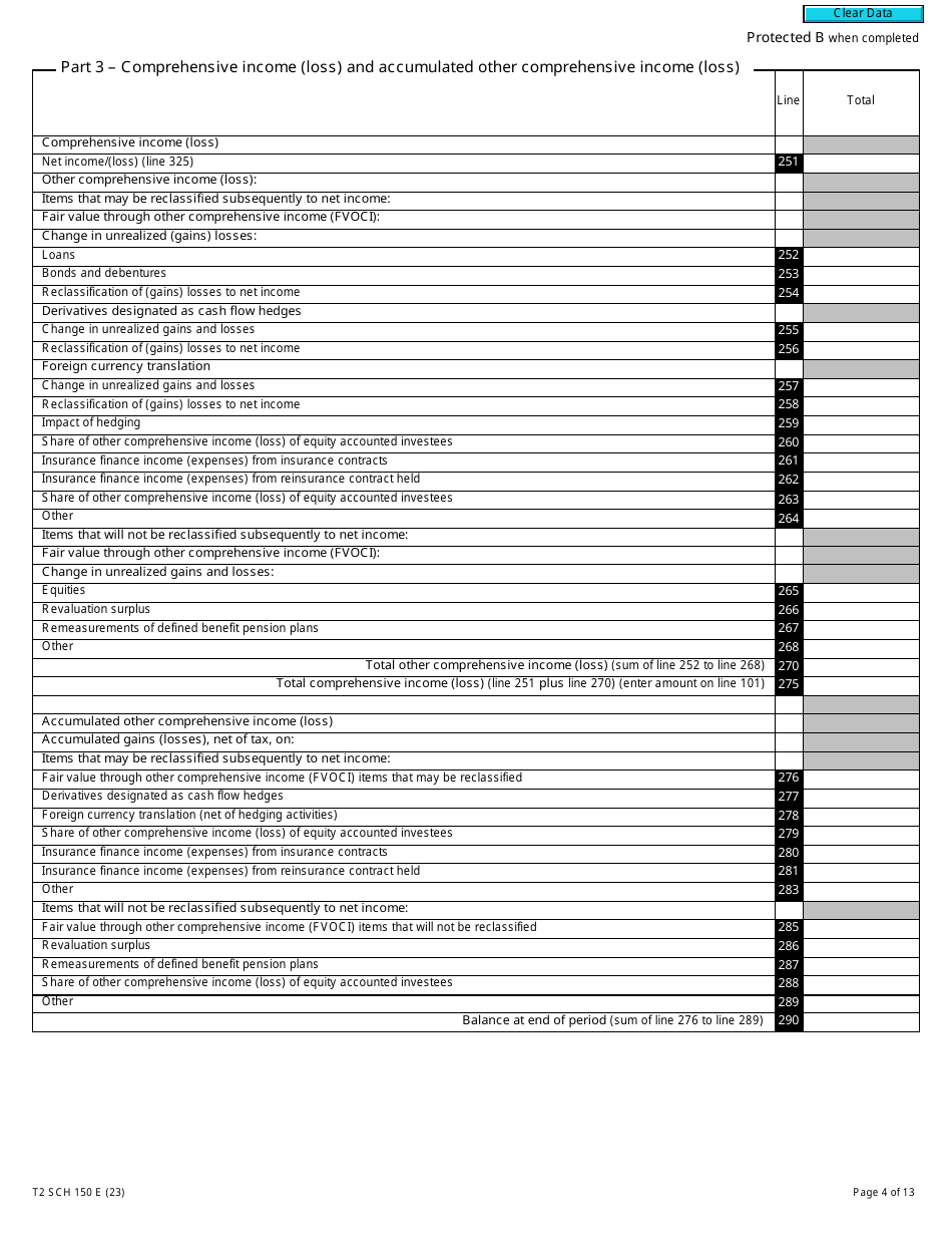 Form T2 Schedule 150 Net Income (Loss) for Income Tax Purposes for Insurance Companies (2023 and Later Tax Years) - Canada, Page 4