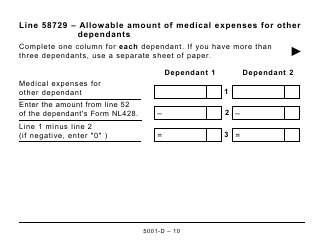 Form 5001-D Worksheet NL428 Newfoundland and Labrador - Large Print - Canada, Page 10