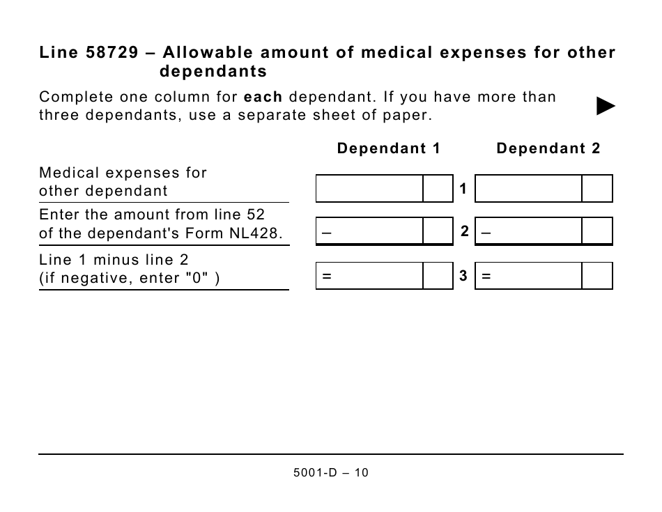 Form 5001-D Worksheet NL428 Newfoundland and Labrador - Large Print - Canada, Page 10