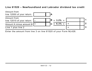 Form 5001-D Worksheet NL428 Newfoundland and Labrador - Large Print - Canada, Page 12