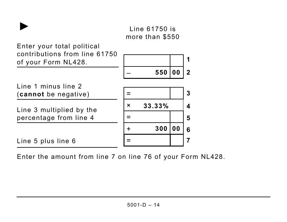 Form 5001-D Worksheet NL428 Newfoundland and Labrador - Large Print - Canada, Page 14
