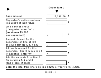 Form 5001-D Worksheet NL428 Newfoundland and Labrador - Large Print - Canada, Page 4