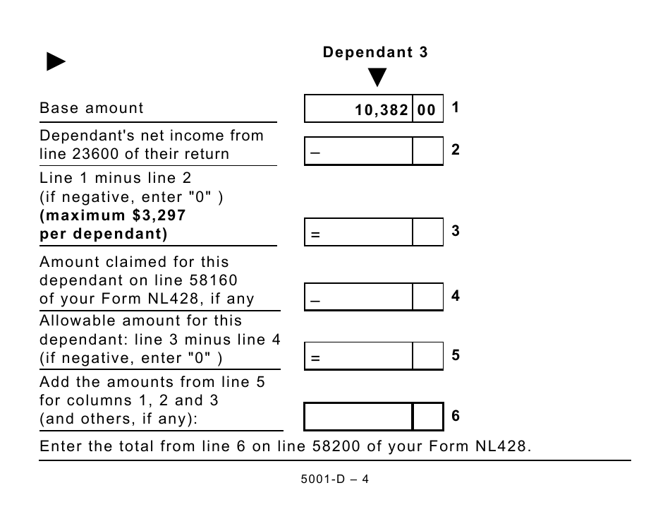 Form 5001-D Worksheet NL428 Newfoundland and Labrador - Large Print - Canada, Page 4