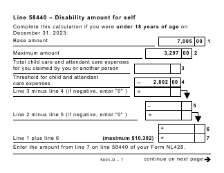 Form 5001-D Worksheet NL428 Newfoundland and Labrador - Large Print - Canada, Page 7