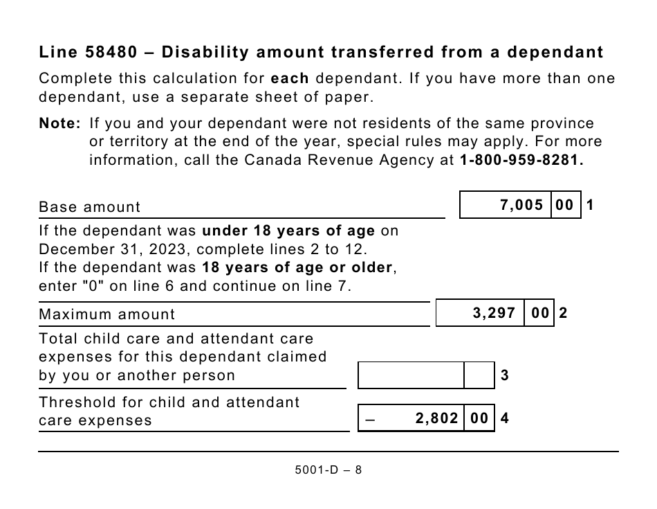 Form 5001-D Worksheet NL428 Newfoundland and Labrador - Large Print - Canada, Page 8