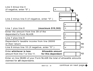 Form 5001-D Worksheet NL428 Newfoundland and Labrador - Large Print - Canada, Page 9