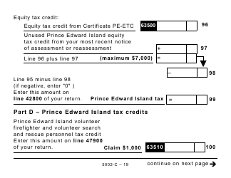 Form 5002-C (PE428) Prince Edward Island Tax and Credits - Large Print - Canada, Page 19