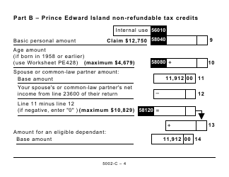 Form 5002-C (PE428) Prince Edward Island Tax and Credits - Large Print - Canada, Page 4