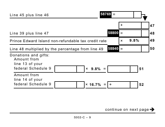 Form 5002-C (PE428) Prince Edward Island Tax and Credits - Large Print - Canada, Page 9