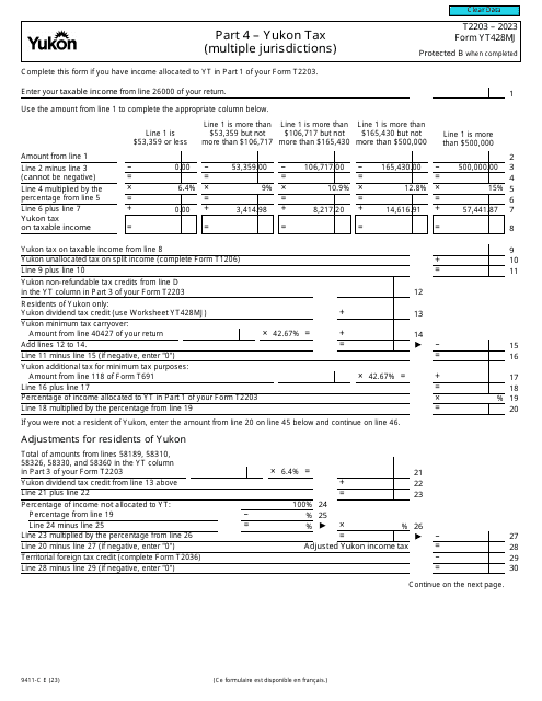 Form T2203 (9411-C; YT428MJ) Part 4 2023 Printable Pdf