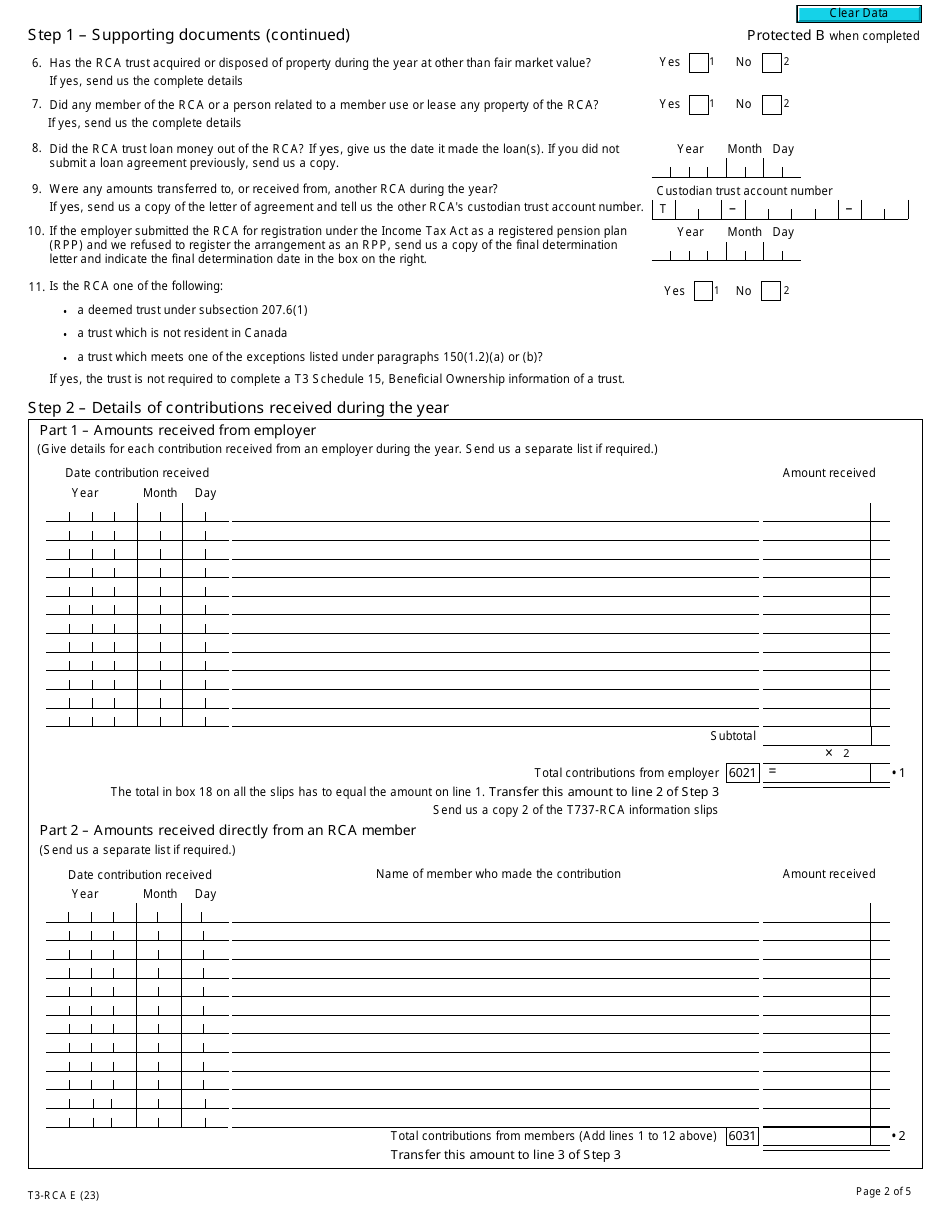 Form T3-RCA Download Fillable PDF or Fill Online Retirement ...