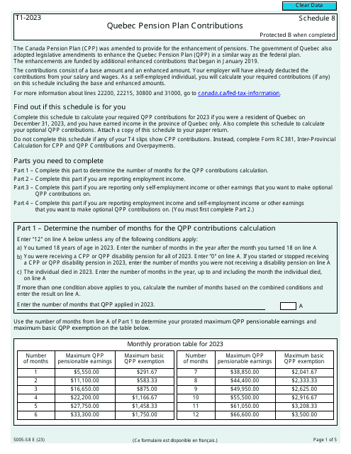 Form 5005-S8 Schedule 8 2023 Printable Pdf