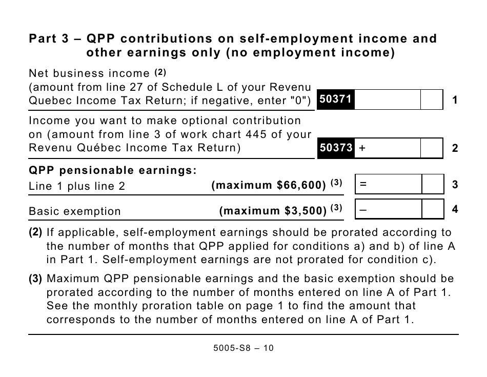 Form 5005-S8 Schedule 8 Quebec Pension Plan Contributions - Large Print - Canada, Page 10