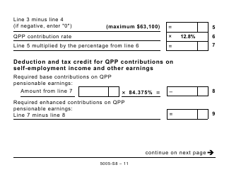 Form 5005-S8 Schedule 8 Quebec Pension Plan Contributions - Large Print - Canada, Page 11