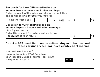 Form 5005-S8 Schedule 8 Quebec Pension Plan Contributions - Large Print - Canada, Page 12