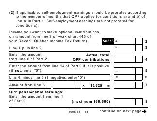 Form 5005-S8 Schedule 8 Quebec Pension Plan Contributions - Large Print - Canada, Page 13