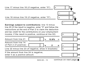 Form 5005-S8 Schedule 8 Quebec Pension Plan Contributions - Large Print - Canada, Page 15