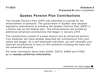 Form 5005-S8 Schedule 8 Quebec Pension Plan Contributions - Large Print - Canada