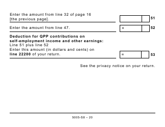 Form 5005-S8 Schedule 8 Quebec Pension Plan Contributions - Large Print - Canada, Page 20