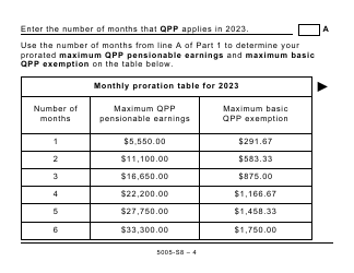 Form 5005-S8 Schedule 8 Quebec Pension Plan Contributions - Large Print - Canada, Page 4