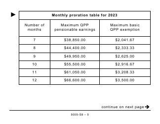 Form 5005-S8 Schedule 8 Quebec Pension Plan Contributions - Large Print - Canada, Page 5