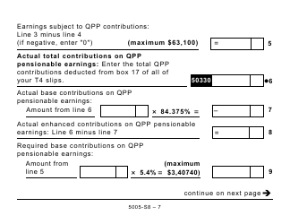 Form 5005-S8 Schedule 8 Quebec Pension Plan Contributions - Large Print - Canada, Page 7